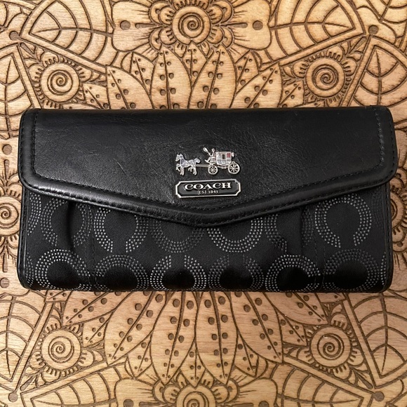 Coach Black Madison Dotted Op Art Signature Tote and Wallet Set - Picture 8 of 16